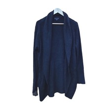 Barefoot Dreams CozyChic Lite Black Open Front Cardigan Sweater Womens L XL