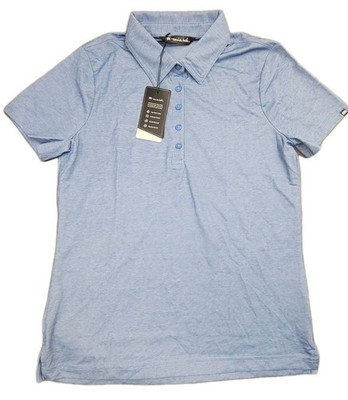 Travis Mathew Polo Shirt Women s large Blue Oceanside Heather Golf Stretch NWT