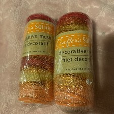 2 Crafter's Square Decorative Mesh Ribbon, 5 yd. Rolls Orange and Gold