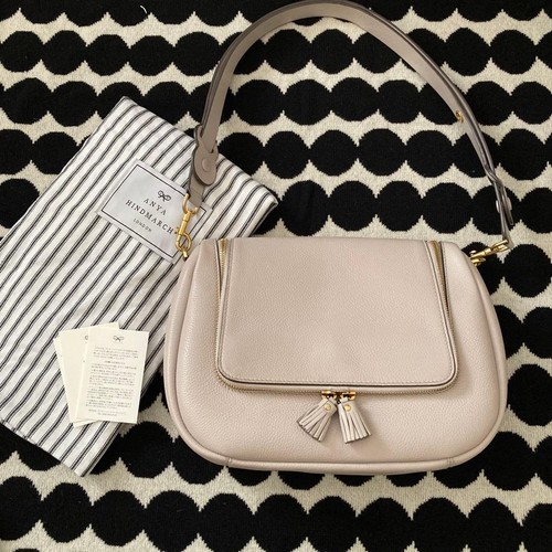 ANYA HINDMARCH Leather Shoulder Bag Soft Vere Satchel Medium Off White