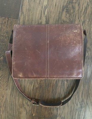 Visconti London Distressed Brown Leather Crossbody Messenger Bag
