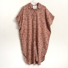 Acacia Pink Floral Short Sleeve Floral Button Down Dress Tencel Women’s Sz Large