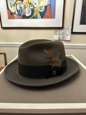 Stetson Royal Saxon Hat Beaver 7 1/2 Caribou Box Fedora Feather