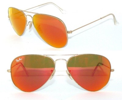 Ray Ban SONNENBRILLE GOLD ROT ORANGE SPIEGEL RB 3025 55 112 AVIATOR BRILLE PILOT