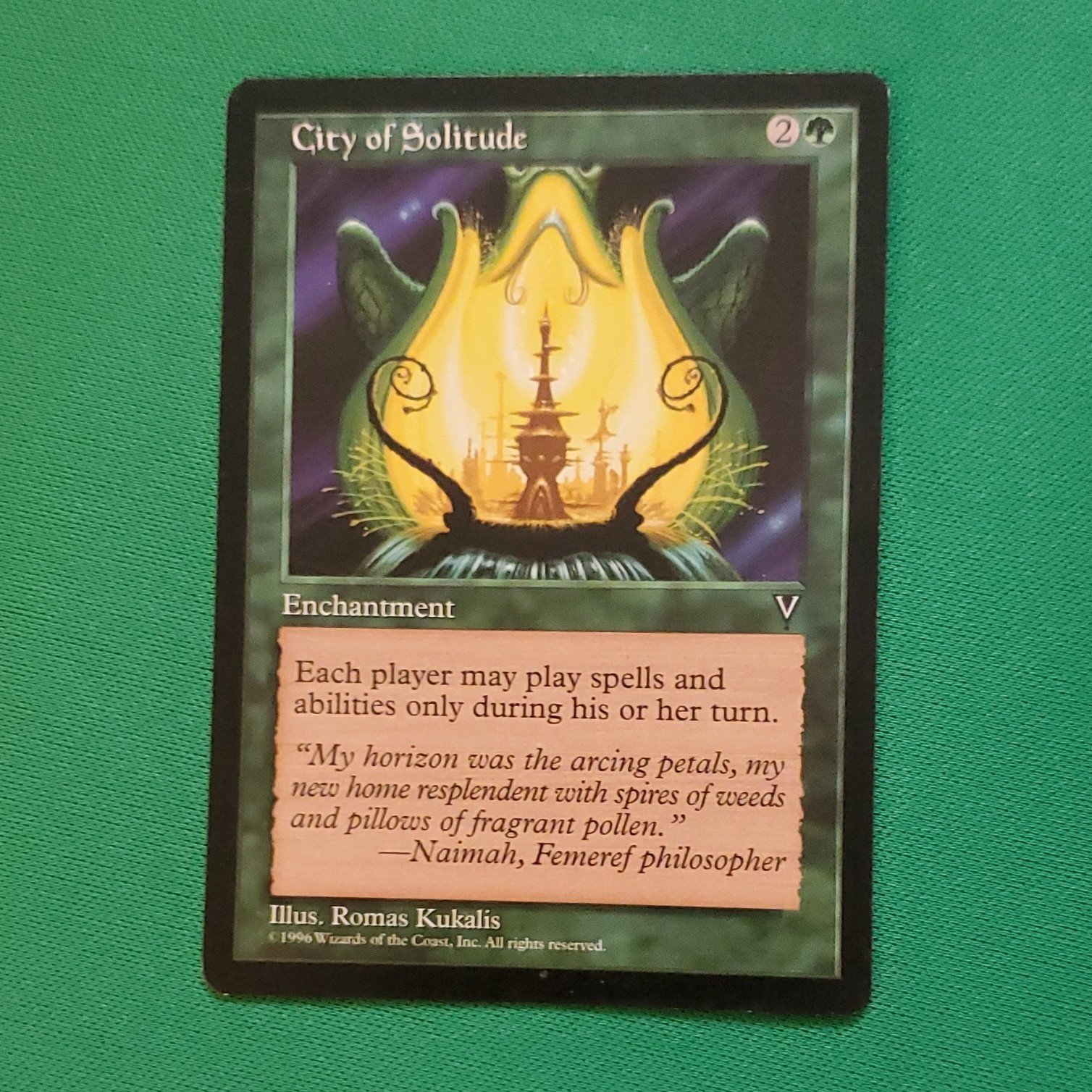 Wizards of the Coast MTG City of Solitude Visions Rare Eng Regular Green 1996