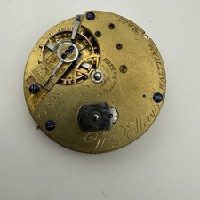 WALTHAM "Wm.ELLERY" 7J Key Wind Size 10s POCKET WATCH Movement - Good Balance