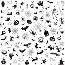 182PCS Halloween Tattoos 15 Sheets Waterproof Bat Spider Stickers