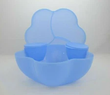 Tupperware Chip n Dip 2 Clip Bowls Blue New