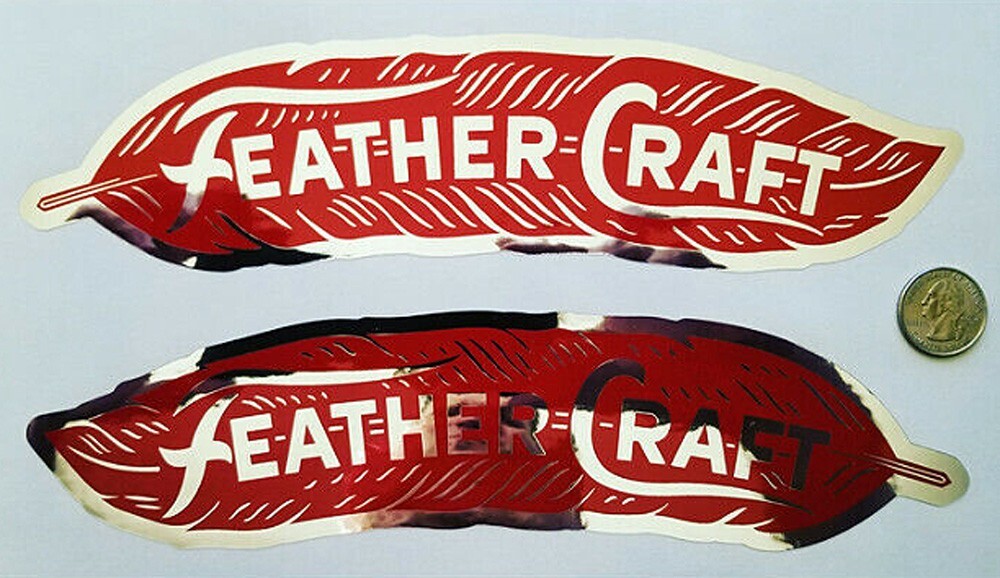 Feathercraft Feather Craft Boat Decal Sticker Kit 2pcs Chrome 10" Laminated 0426 eBay