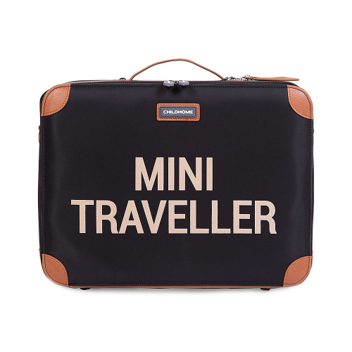 Childhome Valigia Bimbi Mini Traveller - Nero/Oro - 40 x 30 x 15 cm - Foto 1 di 2