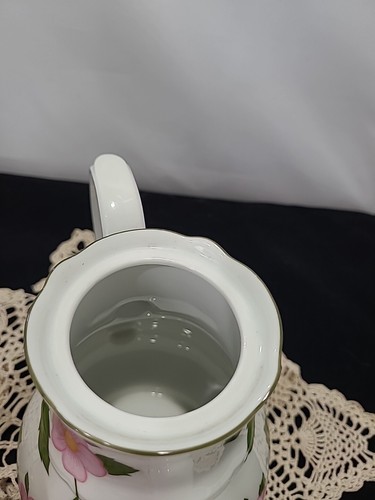 Caffettiera da tè alta tedesca vintage Tirschenreuth Baviera rosa floreale mai usata - Foto 12 di 15