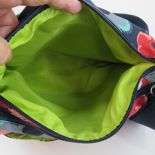 Lily Bloom Crossbody Blue and Pink Floral Bag Green Interior Pockets RN108833 - Picture 10 of 12