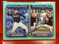 2024 Topps Update Rookie Combos Villalobos Maldonado US305 Aqua Marlins