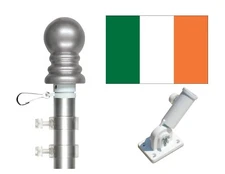 Ireland 3'x5' Polyester Flag & Spinner Flagpole Set w/Adjustable Bracket