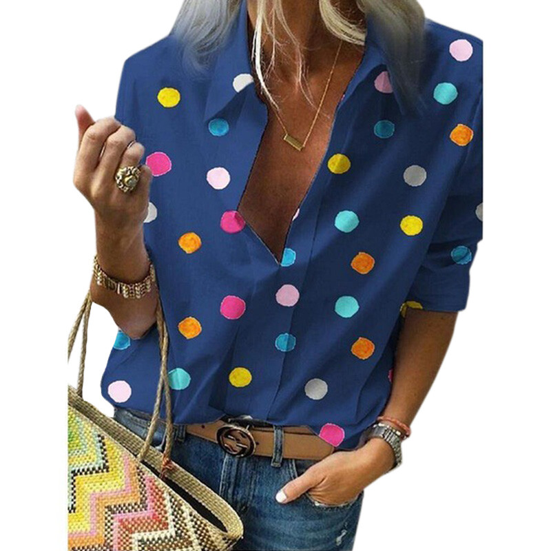 multicolor polka dot shirt