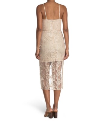 NSR Evie Cross Bodice SZ L Lace Dress Sand Layer Mini Long Mesh Dress  Nordstroms | eBay
