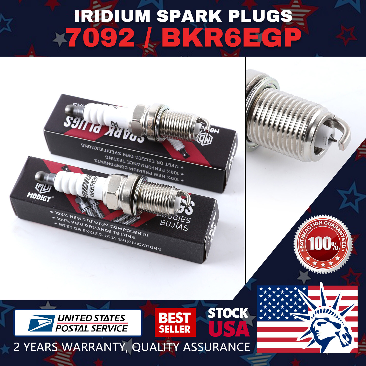 4 MGT BKR6EGP/7092 OEM Iraurita Spark Plugs for Fast Ignition