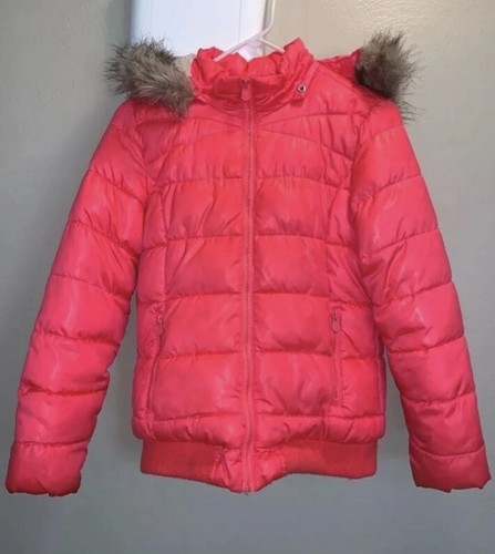 Justice firls neon Coral pink winter 