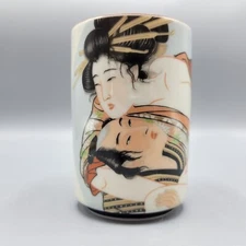 Vintage Japanese Shunga Ceramic Tea Cup Geisha Artwork Erotic Couples Design