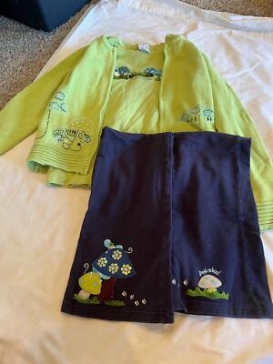 Gymboree Hide N Seek Set size 8: green LS, green sweater and navy pants GB 4