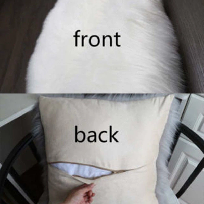 16'' Soft Faux Fur Throw Pillow Case Fluffy Plush Sofa Cushion Cover Home Decor - Image 3 of 4