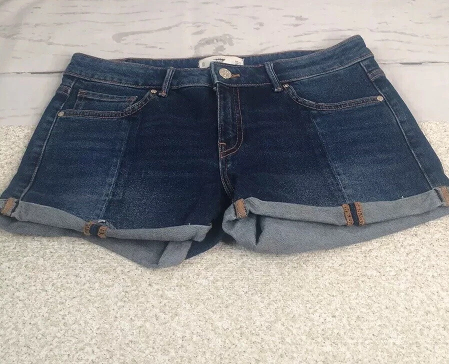 MNG Mango Vicky Moto Dark Wash Denim Jeans Shorts Women s Size 6