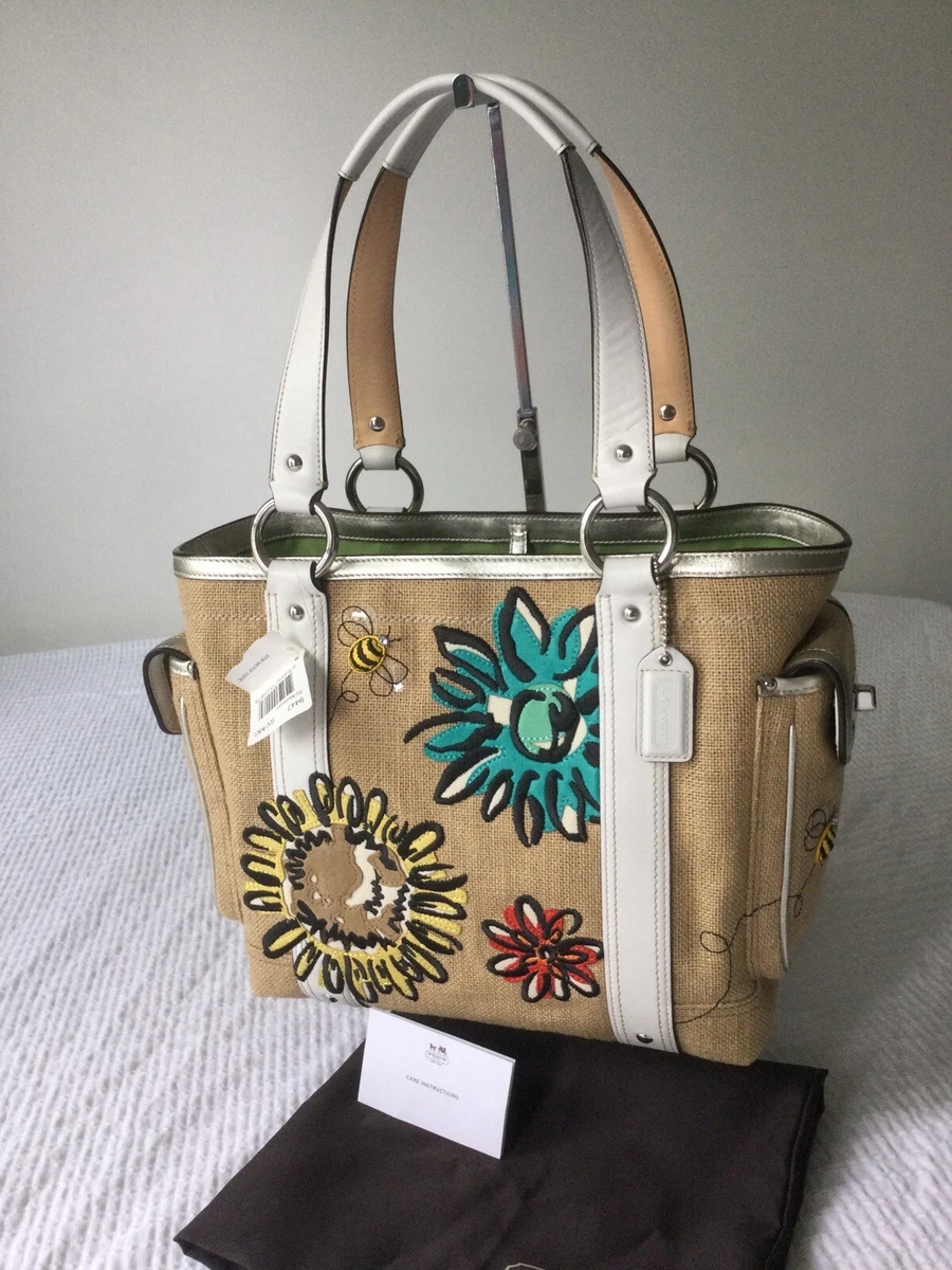 Coach straw bag with flowers new arrivals