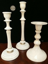 Set Of 3 Candlestick Holders Off-White Ceramic 11 1/2", 9", 7 1/4" NEW No Tags
