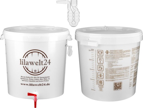 1x 30l Kompletter Gärbehälter mit Winkel GÄRRÖHRCHEN Gäreimer Eimer Fermentation