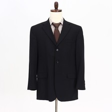 Stafford 42R Black Sport Coat Blazer Jacket Solid 3B Wool