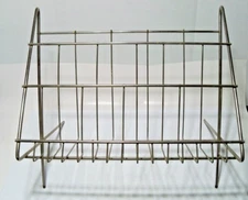 Vtg Magazine Rack, Mid Century Gold Color Wire, Two Tier