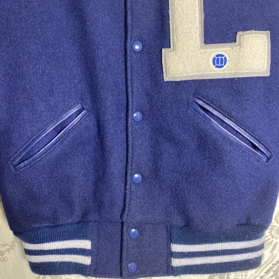 Vintage Howe Snap Button Varsity Jacket Wool Size 36 Blue Made In Usa - Image 3 of 4