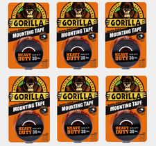 6  Gorilla Heavy Duty MOUNTING TAPE Double-Sided Black Holds 30 lbs 1" x 60" L