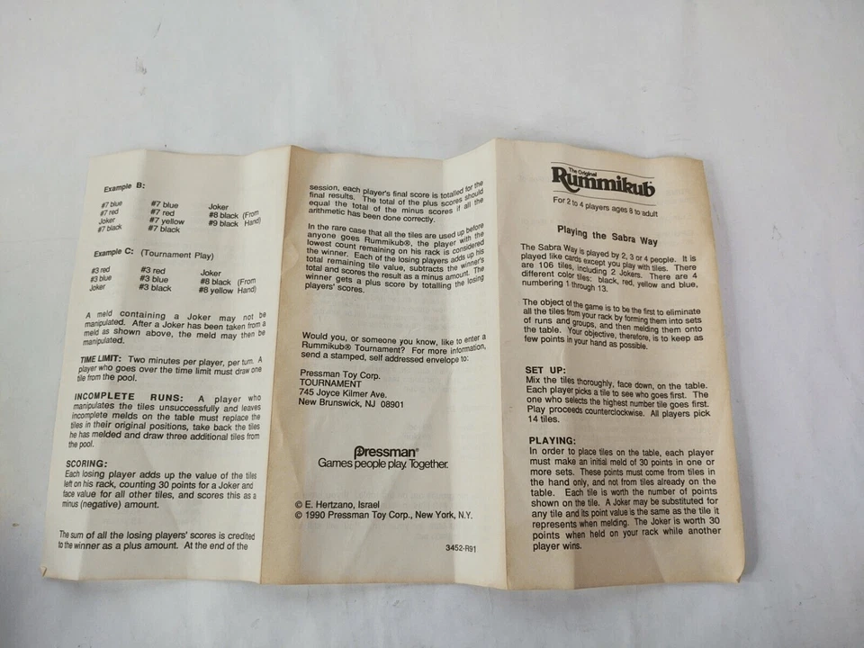 1990 Rummikub Board Game Replacement Instructions - RULES ONLY - Image 3 of 3