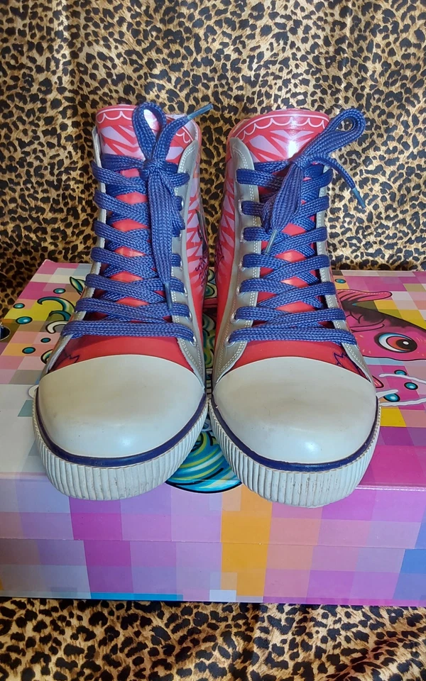 Ed Hardy, резиновый шнурует вверх дождя ботинки / Hi верхний sz.6 черепа, отличном состоянии - Изображение 2 из 4