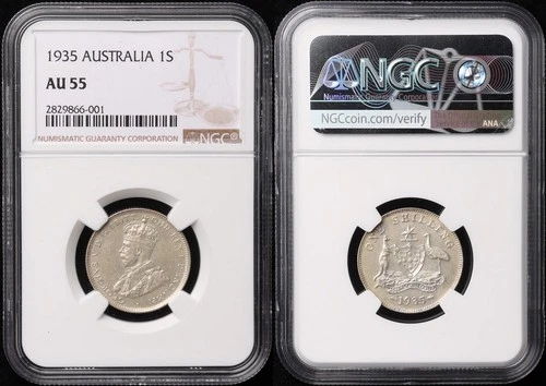 AUSTRALIA 1935 KGV 1/- Slabbed NGC AU55.