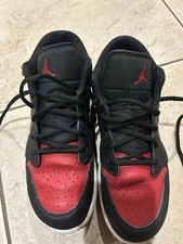 Nike Air Jordan 1 Low Bred Toe Shoes Black Red White 553560-066 Youth Size 6Y