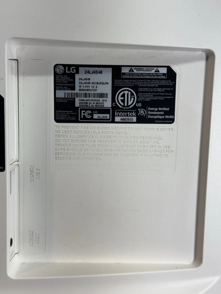 LG 24” HD 720p Smart TV LED 24LJ4540 White Kitchen Bathroom Monitor No Stand REM - Image 4 of 4