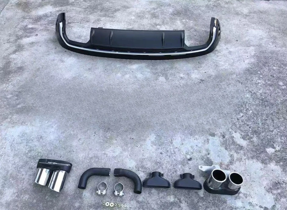 For Audi Q5 SQ5 2018-2022 Black+Silver Rear Bumper Diffuser Lip&Tail throat - Image 3 of 4