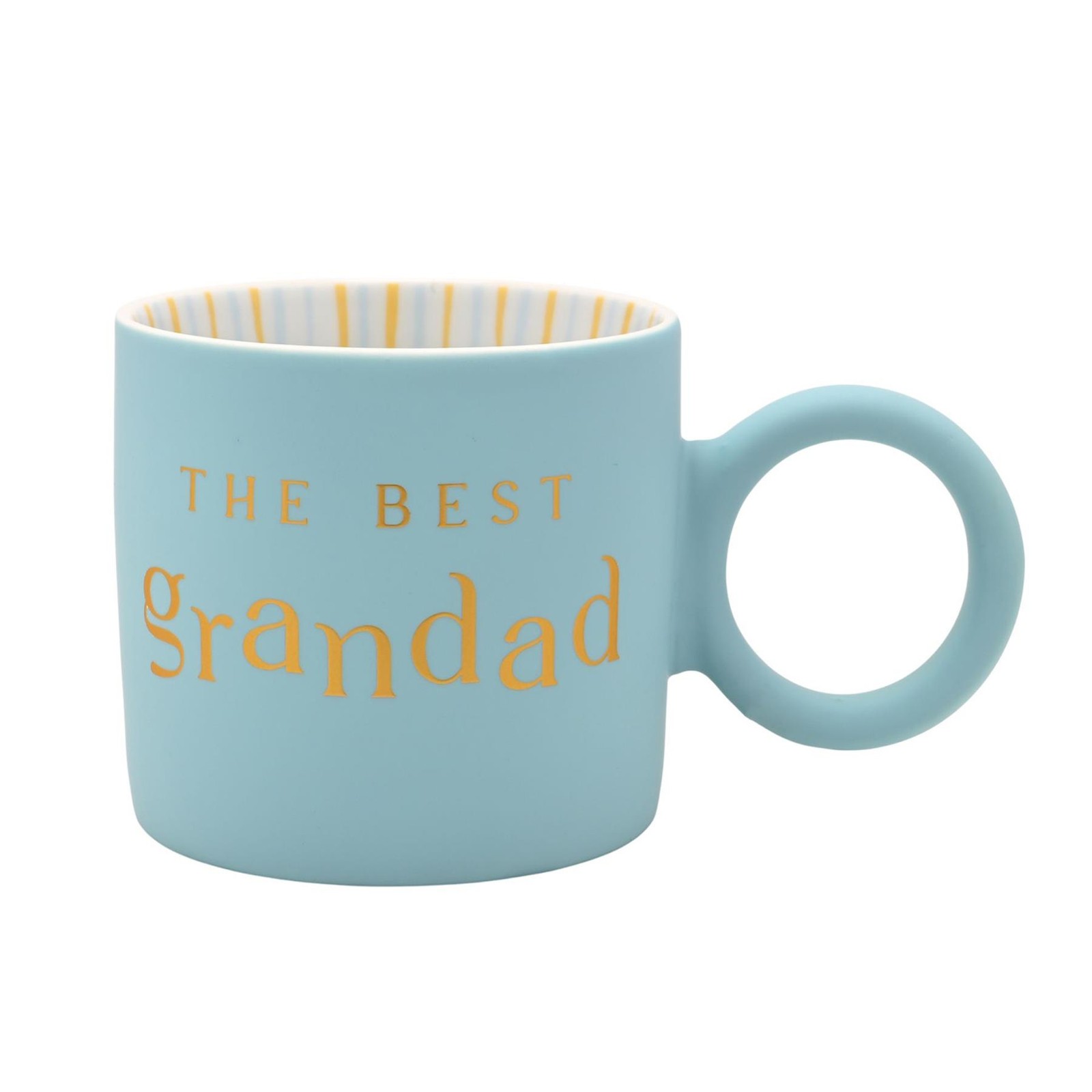 Best Grandad Mug Blue with Gold Number and Round Handle
