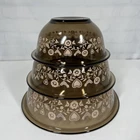 Vintage Pyrex Nesting Bowls Amber Festive Harvest Brown Set Of (3) 1, 1.5, 2.5 L
