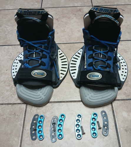CWB MOBE Wakeboard Boot/Bindings Size L Blue White W/ Leather TREK Glove