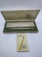 VINTAGE CROSS PEN 10K GOLD FILLED, CASE & LEATHER POUCH, MADE IN USA