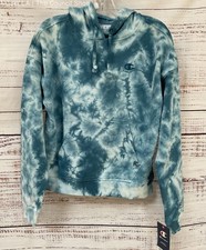 Champion Women's Blue Tie Dye Cotton Blend Pullover Hoodie Size S