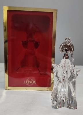 Vintage LENOX Pave Jewels Twirly Heavenly Heart Angel Full Lead Crystal Ornament