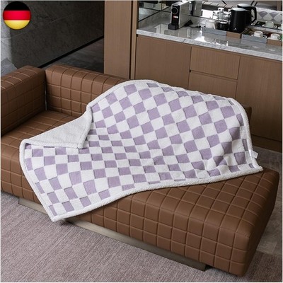 Wasserdichte Haustierdecke, lila kariert, stilvoll, Jacquard-Decken für Bett, 