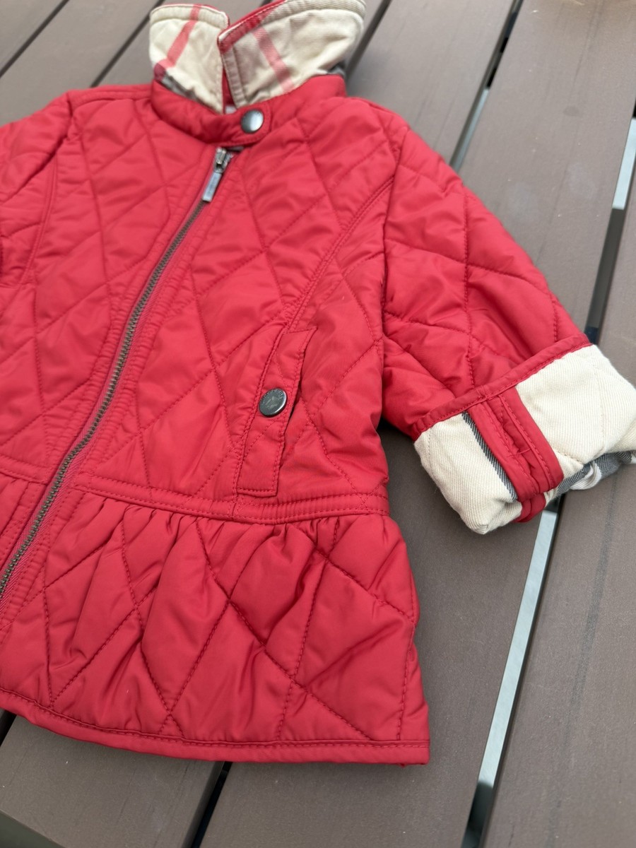 バーバリー　ベビー　コート　80 Burberry Baby Girls Size 12M 80CM Quilted Full Zip Coat Jacket red
