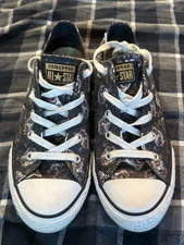 Converse Chuck Taylor All Star Low Top “Sugar Skull Cat” Halloween Print – Rare!