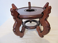 Vintage Chinese Carved Wood Display Stand for a Vase Bowl Statue max 6 1/2" Base