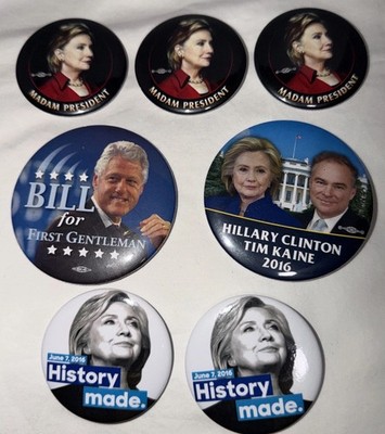 2016 Hillary Clinton & Tim Kaine CAMPAIGN BUTTONS-Lot Of 7 Assorted 2  & 3 